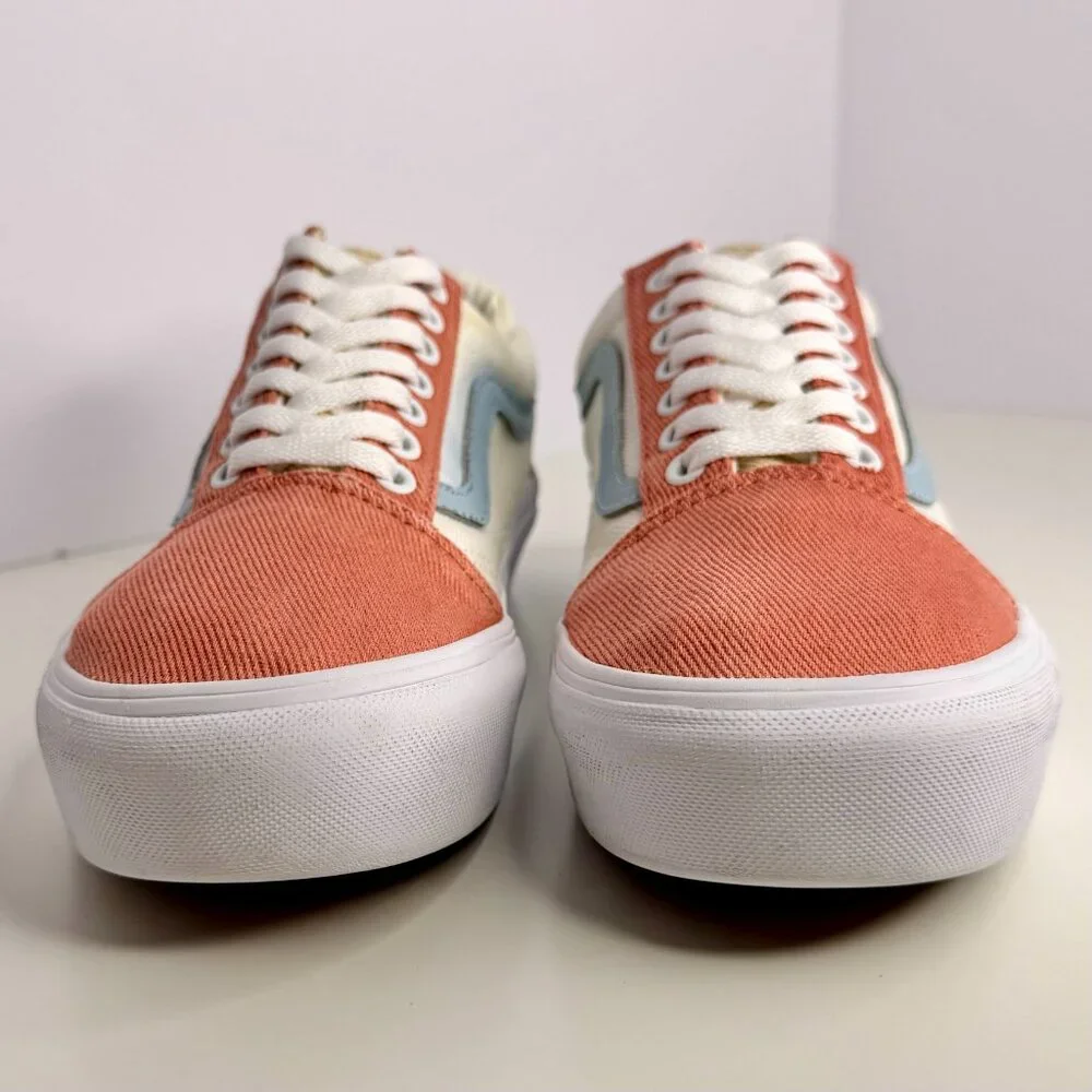Women's 9.5 Vans‎ Old Skool Platform Multicolor Twill Pastel Sneaker Shoes